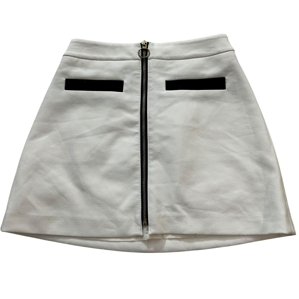 Express White Mini Skirt Women's Size 0 Full Zip | 0225-2